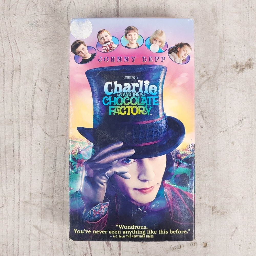 Charlie and the Chocolate Factory VHS Johnny Depp Tim Burton 2005 TESTED 59338